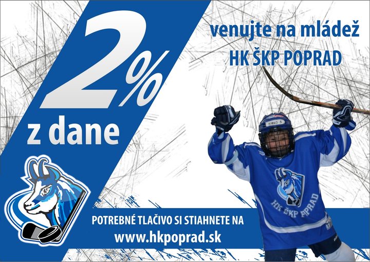 Venujte 2 percentá z dane na hokejovú mládež v Poprade